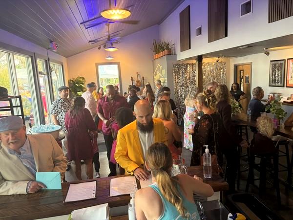 Packed taproom during an event